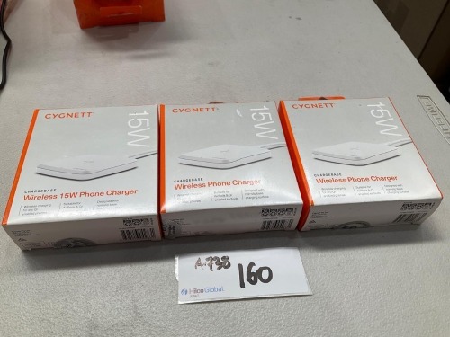 Bundle of 3 x Cygnett ChargeBase 15W Wireless Phone Charger (White) - Total RRP $ 149.85