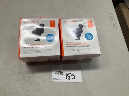 Bundle of 2 x Cygnett EasyMount Car Vent Wireless Phone Charger - Total RRP $149.90