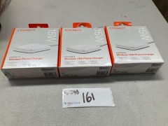 Bundle of 3 x Cygnett ChargeBase 15W Wireless Phone Charger (White) - Total RRP $ 149.85