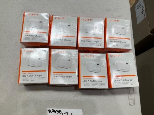 Bundle of 8 x CYGNETT - 12W USB-A WALL CHARGER WHITE - Total RRP $159