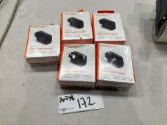 Bundle of 5 x CYGNETT - 25w USB-C WALL CHARGER BLACK - Total RRP $149