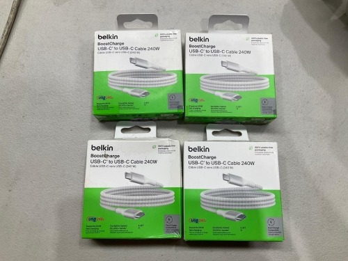 Bundle of 4 x BELKIN - USB-C CABLE 240w WHITE 1M - Total RRP $119