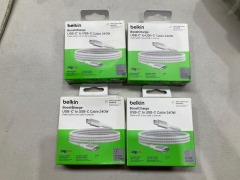 Bundle of 4 x BELKIN - USB-C CABLE 240w WHITE 1M - Total RRP $119