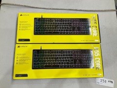 Bundle of 2 x Corsair K55 CORE RGB Gaming Keyboard (Black) - Total RRP $158
