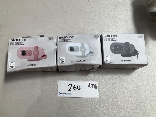 Bundle of 3 x Logitech Brio 100 Webcam's - Total RRP $237