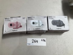 Bundle of 3 x Logitech Brio 100 Webcam's - Total RRP $237