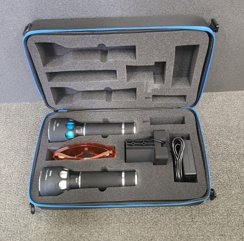 Blue 450nm & White 400-700nm Forensic 2-Head Polilight Flare+2 Forensic Light Source (Torch) Kit - Australian RRP $3,800
