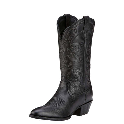Ariat Women's Heritage Western R Toe 10001037 - Black Deertan - C Wide - Size US/7