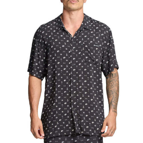 The Mad Hueys - Anchor Bones Woven Shirt - Black - H124M03006 - Size M