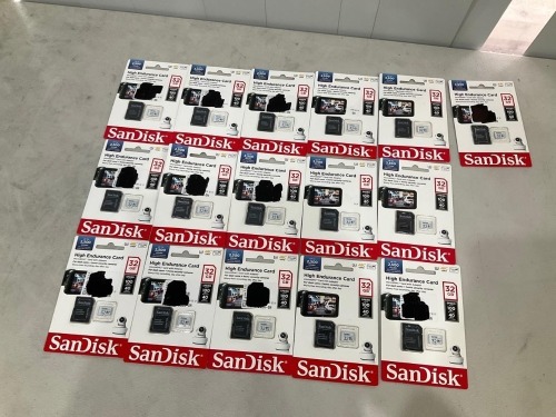 Bundle of 16 x SANDISK ENDURANCE 32GB MICRO SD CARD
