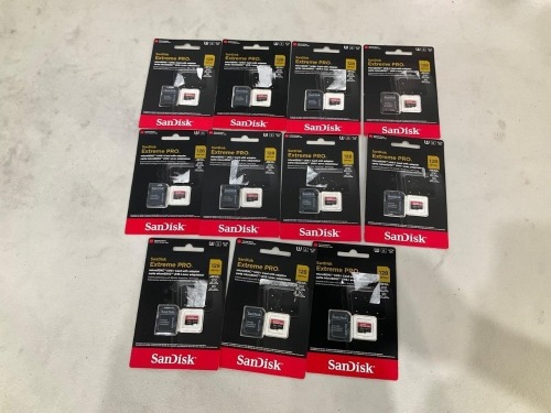 Bundle of 11 x SANDISK EXTREME PRO 128GB MICRO SD MY22