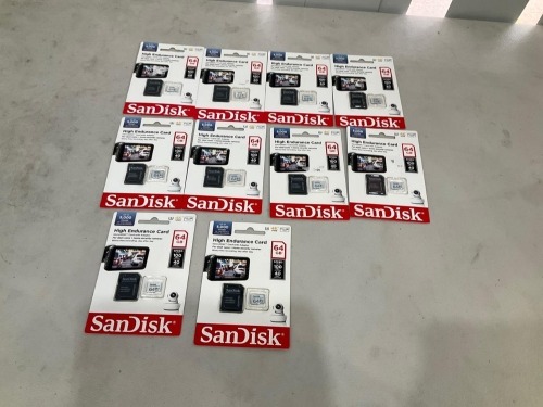 Bundle of 10 x SANDISK ENDURANCE 64GB MICRO SD CARD