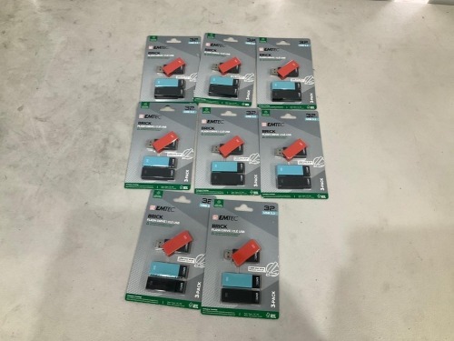 Bundle of 8 x EMTEC C350 USB 32GB FLASH DRIVE 3 PACK
