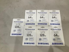 Bundle of 7 x Assorted Samsung Pro Endurance Micro SDXC Cards