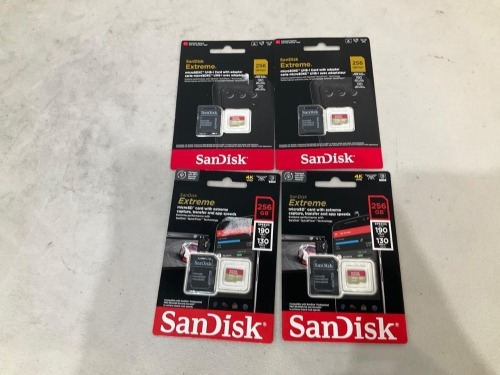 Bundle of 4 x SANDISK EXTREME 256GB MICRO SD CARD MY22