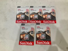 Bundle of 5 x SANDISK ULTRA 128GB SD CARD MY22