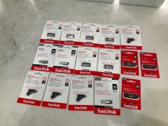 Bundle of 16 x Assorted SanDisk Flash Drives