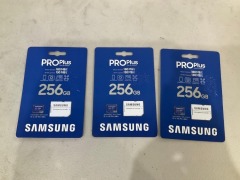 Bundle of 3 x SAMSUNG MICROSD PRO PLUS 256GB W ADAPTER