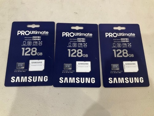 Bundle of 3 x SAMSUNG MICROSD 128GB PRO ULTIMATE