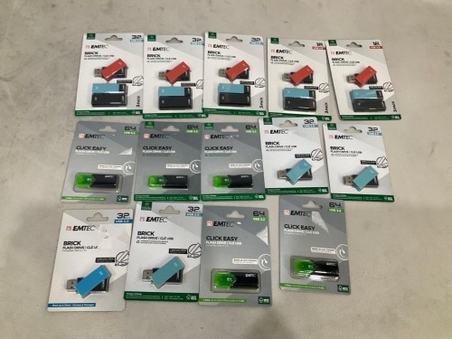 Bundle of 14 x Assorted Emtec FlashDrives
