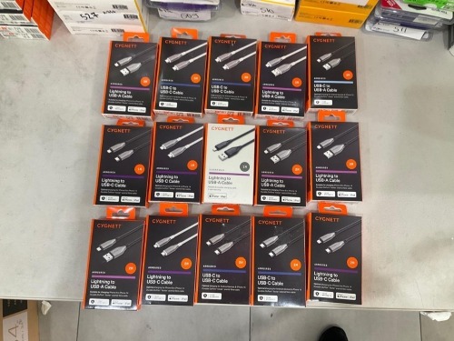 Bundle of 15 x Assorted USB and Lightning Cables