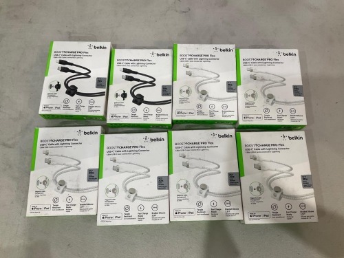 Bundle of Assorted Belkin Boost Charge Pro Flex USB-C to Lightning Cables