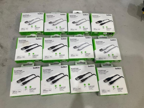 Bundle of Assorted Belkin Boost Charge Lightning to USB-A Cables