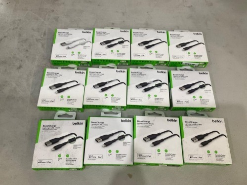 Bundle of Assorted Belkin Boost Charge Lightning to USB-A Cables