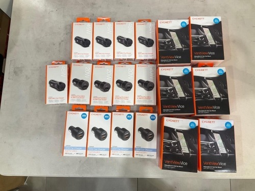 Bundle of Assorted Cygnett Car Chargers and Phone Mounts