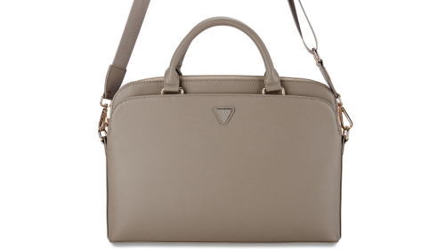 Guess Grained Triangle Logo Zipper Pocket 15-inch/16-inch Laptop Bag - Brown