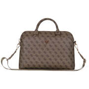 Guess 4G Triangle Logo Zipper Pocket Laptop Bag for 15-inch/16-inch Laptop - Brown
