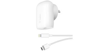 5 x Belkin BoostCharge 30W USB-C PD Wall Charger with PPS + USB-C to Lightning Connector Cable - White