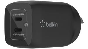 2 x Belkin BoostCharge 65W Dual USB-C GaN Wall Charger with PPS - Black