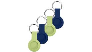 6 x Laser 4-Pack Silicone Key Ring for Apple AirTag - Sage Green/Midnight Blue