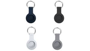 7 x Laser Pack of 4 Silicone Keyring AirTag - Grey - Navy