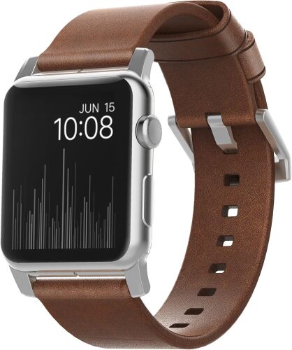 NOMAD Brown Leather Active Band Pro Silver Hardware - 45mm