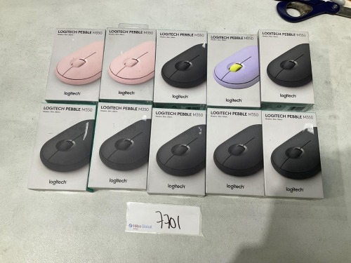 Bundle of Assorted Logitech Pebble M350 Mouse - Total RRP $500