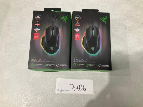 Bundle of 2 x RAZER BASILISK V3 - ERGONOMIC WIRED Mouse - Total RRP $190