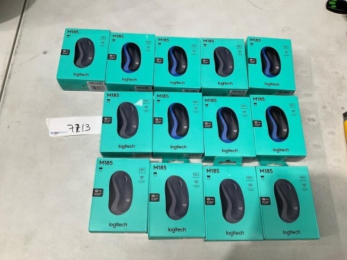 Bundle of 13 x Assorted Logitech M185 Wireless Mouse - Total RRP $320