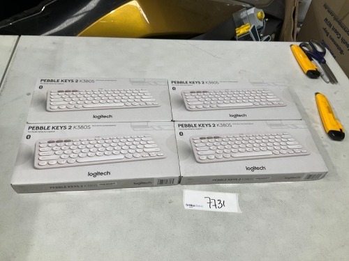 Bundle of 4 x Logitech Pebble Keys 2 K380s Keyboard - White - Total RRP $330