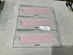 Bundle of 3 x Logitech K580 Multi-Device Slim Wireless Keyboard - Rose - Total RRP $300