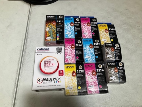 Bundle of Assorted Epson and Calidad 252 Ink Cartidges - Total RRP $850