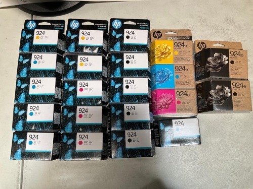 Bundle of Assorted HP 924 and 924E Evermore Ink Cartridges - Total RRP $850