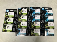 Bundle of Assorted HP 65 and 65XL Ink Cartridges - Total RRP $1000