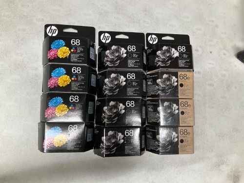 Bundle of Assorted HP 68 and 68 Evermore Ink Cartridges - Total RRP $660