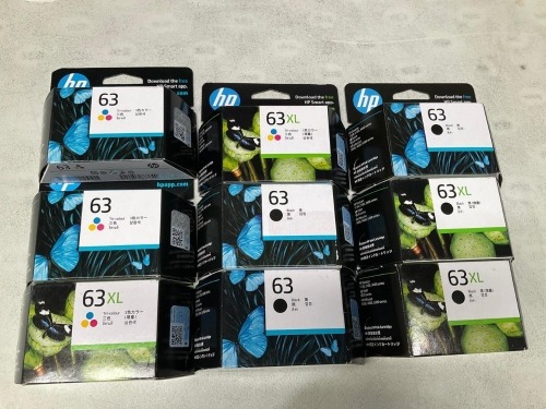 Bundle of Assorted HP 63 and 63XL Ink Cartridges - Total RRP $715