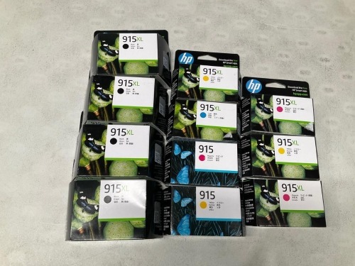Bundle of Assorted HP 915 and 915XL Ink Cartridges - Total RRP $550