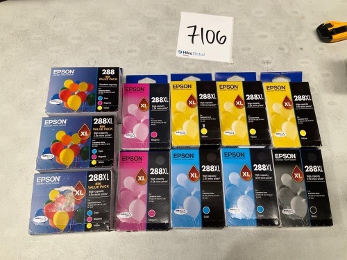 Bundle of Assorted Epson 288XL Ink Cartridges - Total RRP $600