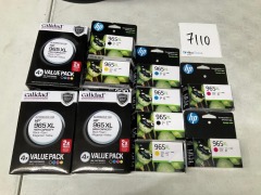Bundle of Assorted HP and Calidad 965XL Ink Cartridges - Total RRP $1240