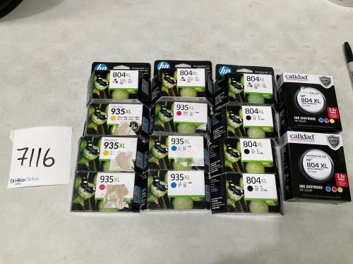 Bundle of Assorted HP and Calidad 804XL and 935XL Ink Cartridges - Total RRP $1000